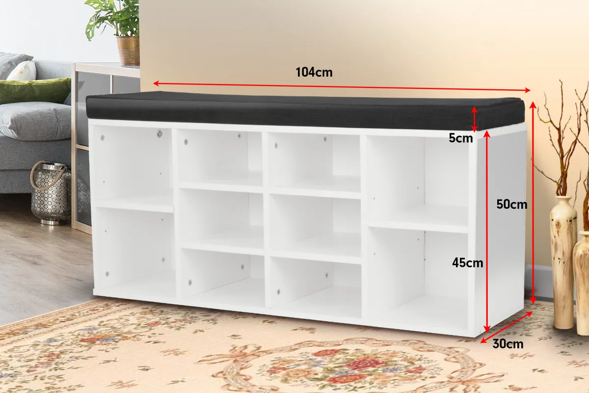 10 Pairs Shoe Cabinet Rack Storage Organiser Shelf Stool Bench Wood - White