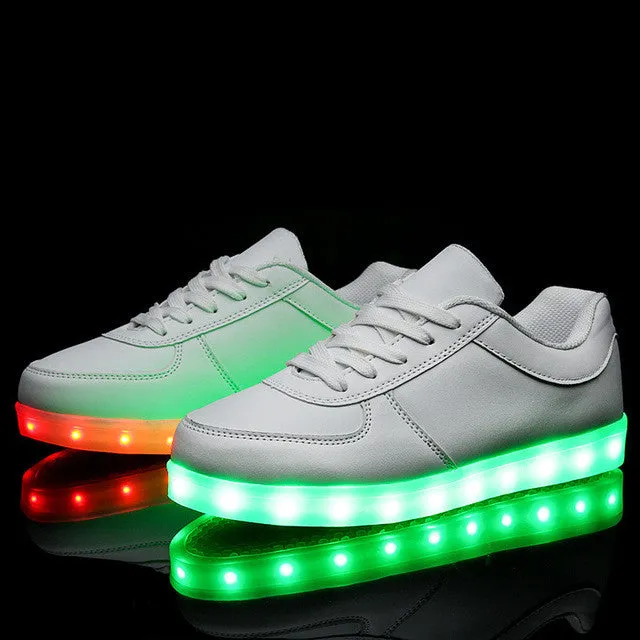 2017 Kids luminous shoes led USB recharge for girls boys children sneakers illuminated 7 colors glowing casual with light