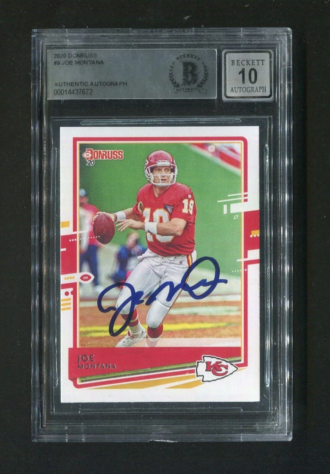 2020 Panini Donruss Joe Montana #9 BGS 10 Autograph Signed Football Card