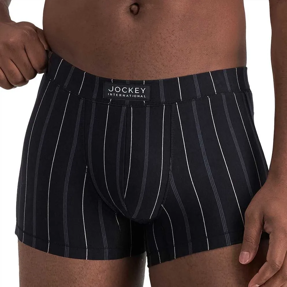 3 x Jockey Mens London Trunks Underwear Striped Black Jocks