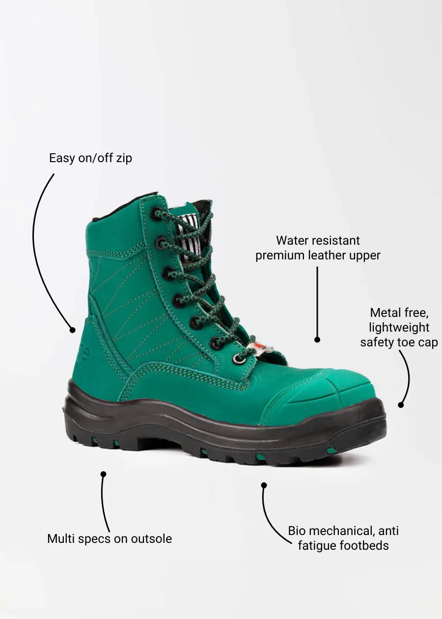 Achieves: womens safety work boots (zip)