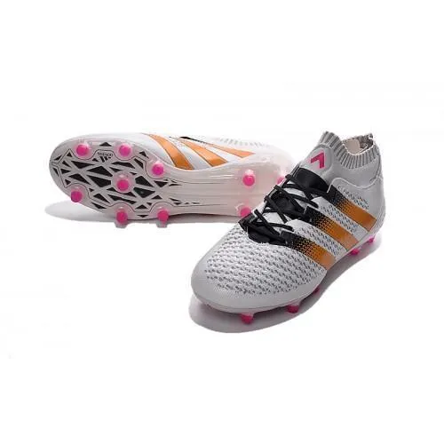 Adidas ACE 16.1 Primeknit FG/AG Soccer Cleats White Gold Black Pink