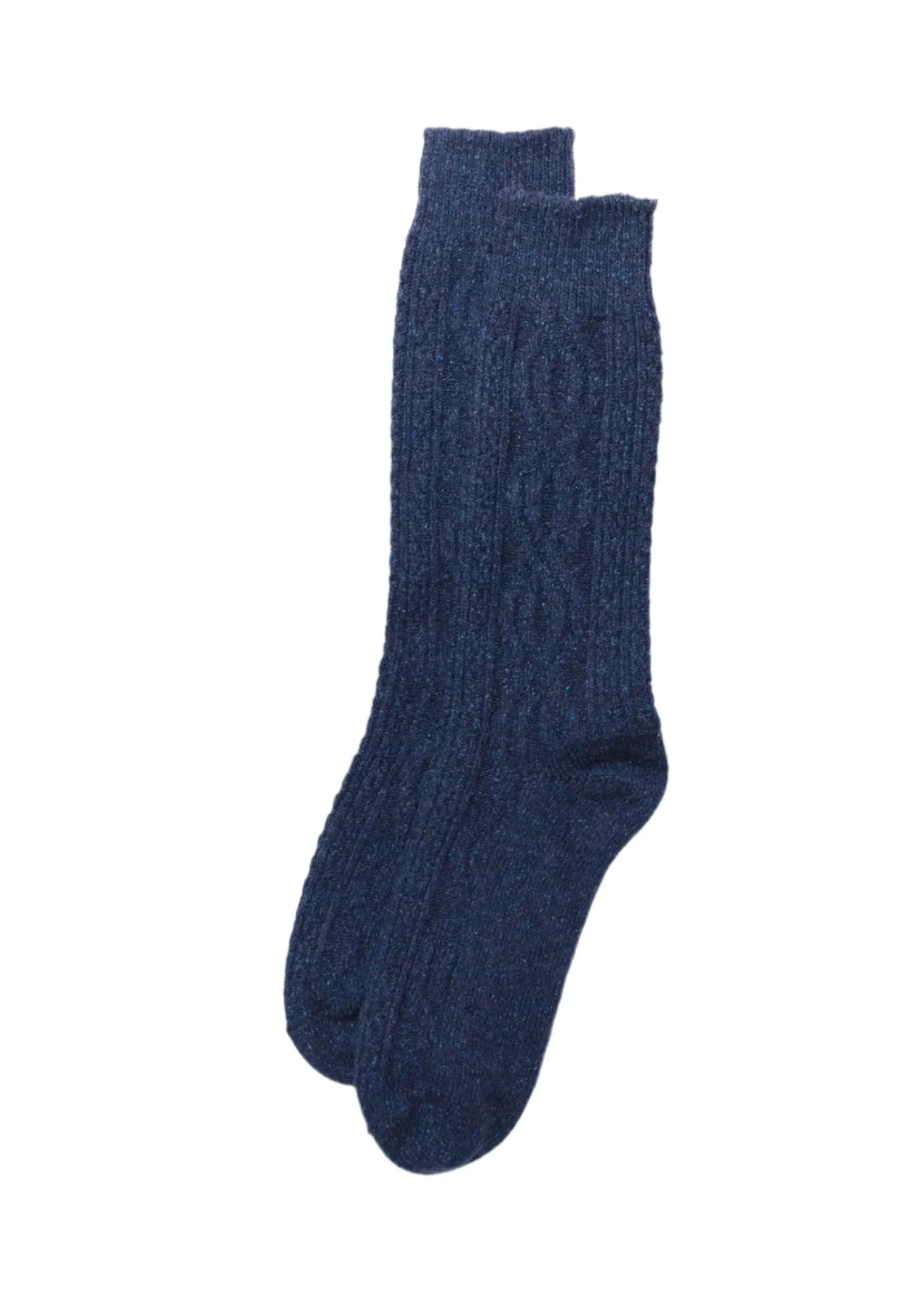 American Trench Wool Silk Cable Knit Sock in Navy