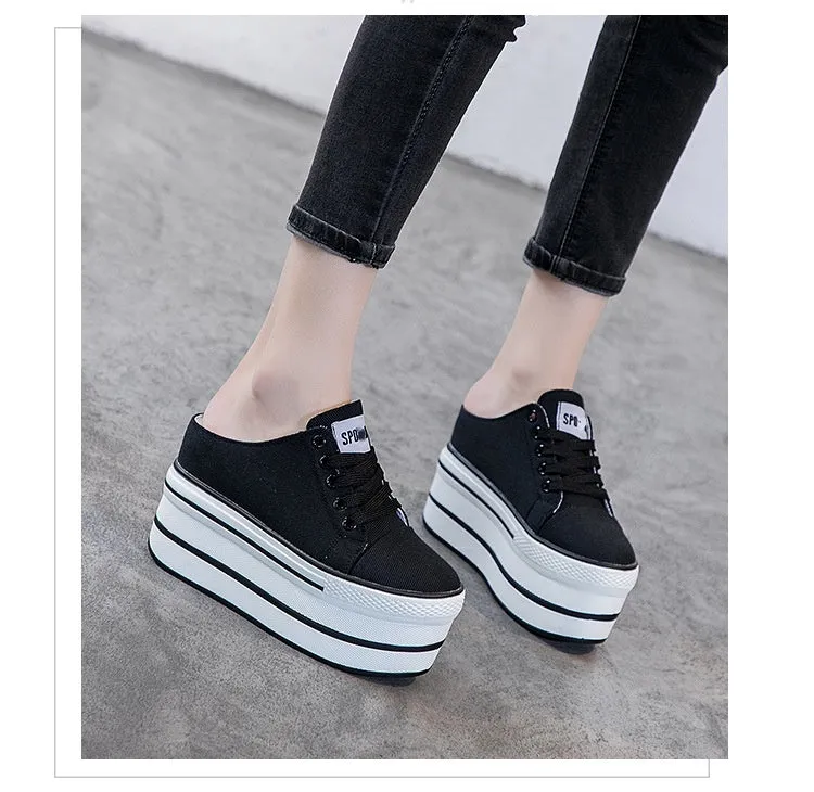 Amozae  Casual Shoes Slippers Women Canvas Shoes Fashion Breathable Platform Wedge Heel Women Slipper Sneakers Mules Sandals Slide