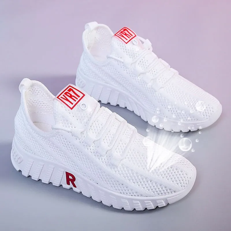 Amozae-New Arrival Fashion White black Women Casual Shoes Summer Female Breathable Lace Up Platform Sneakers Ladies Net Shoes