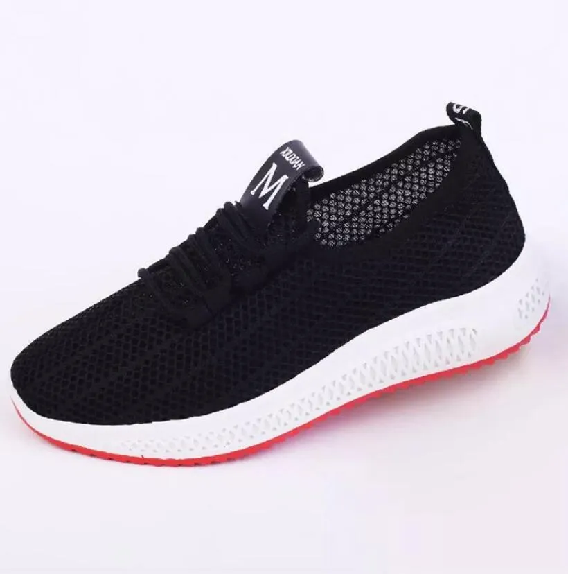 Amozae-New Arrival Fashion White black Women Casual Shoes Summer Female Breathable Lace Up Platform Sneakers Ladies Net Shoes