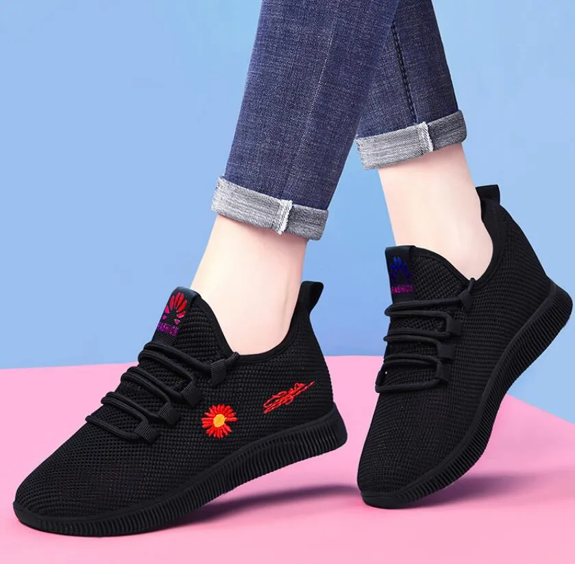 Amozae-New Arrival Fashion White black Women Casual Shoes Summer Female Breathable Lace Up Platform Sneakers Ladies Net Shoes