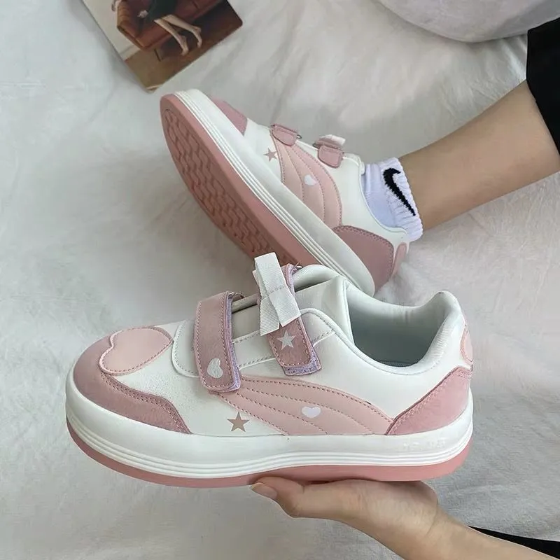 Amozae Sport Sneakers Woman Pink Lolita Harajuku Kawaii Shoes Japan Platform Flat Vulcanize Spring Anime Running Rubber Sole Casual