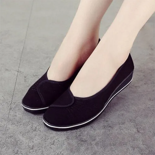 Amozae  Women Canvas Loafers  New Woman Casual Vulcanized Ladies White Shoes Women's Fashion Wedges Female Comfortable Footwear