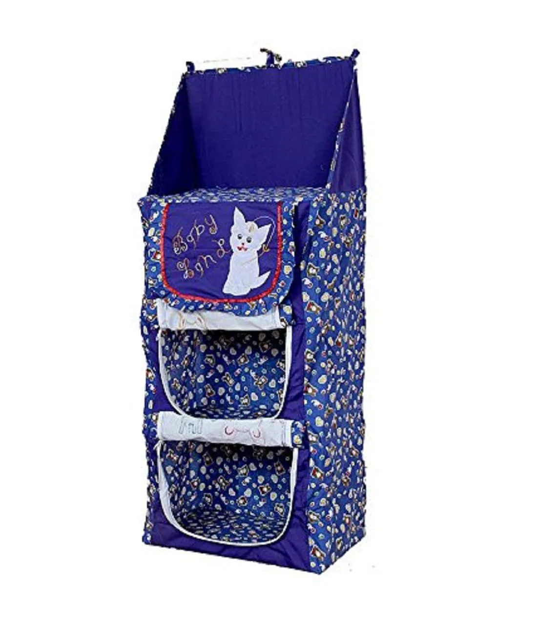 Baby Almirah Hanging Four Cabinet for Kids (Blue Round Zip)