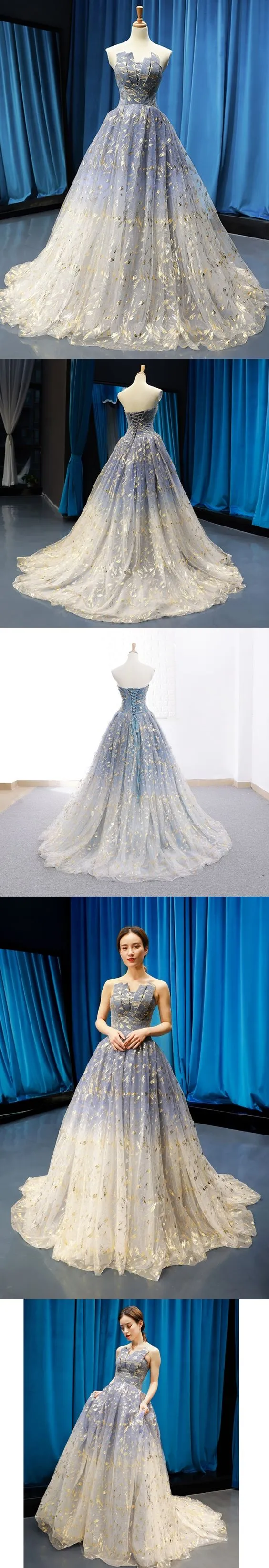 Ball Gown Strapless Sparkly Prom Dress Long Brush/Sweep Train Prom/Evening Dress  cg1428