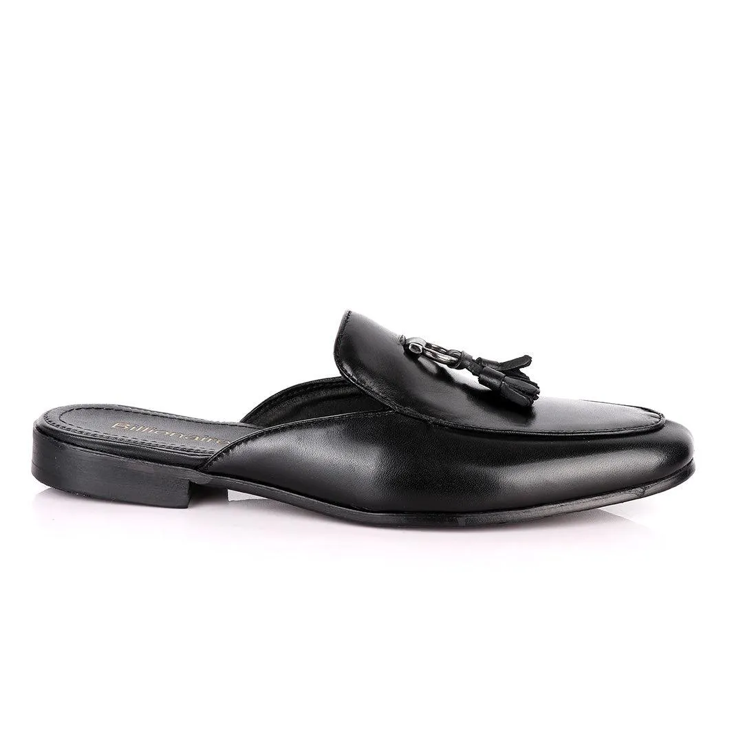 Billionaire Couture Tassel Plain Black Mole Leather Shoe