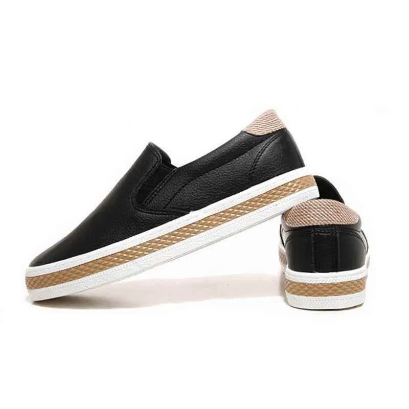 Black Loafers Women's Casual Shoes GCSY54 Soft Leather Flats