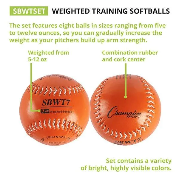 Champion Sports Weighted Training Softball Set of 8 SBWTSET