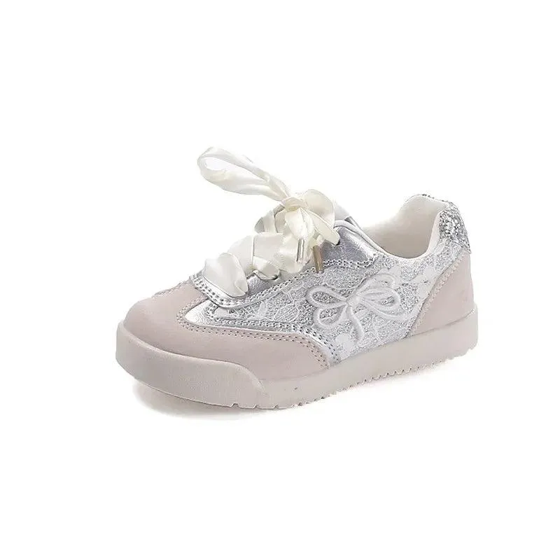 Children's Casual Shoes - Girls Sports Footwear with Ribbons - TSS266