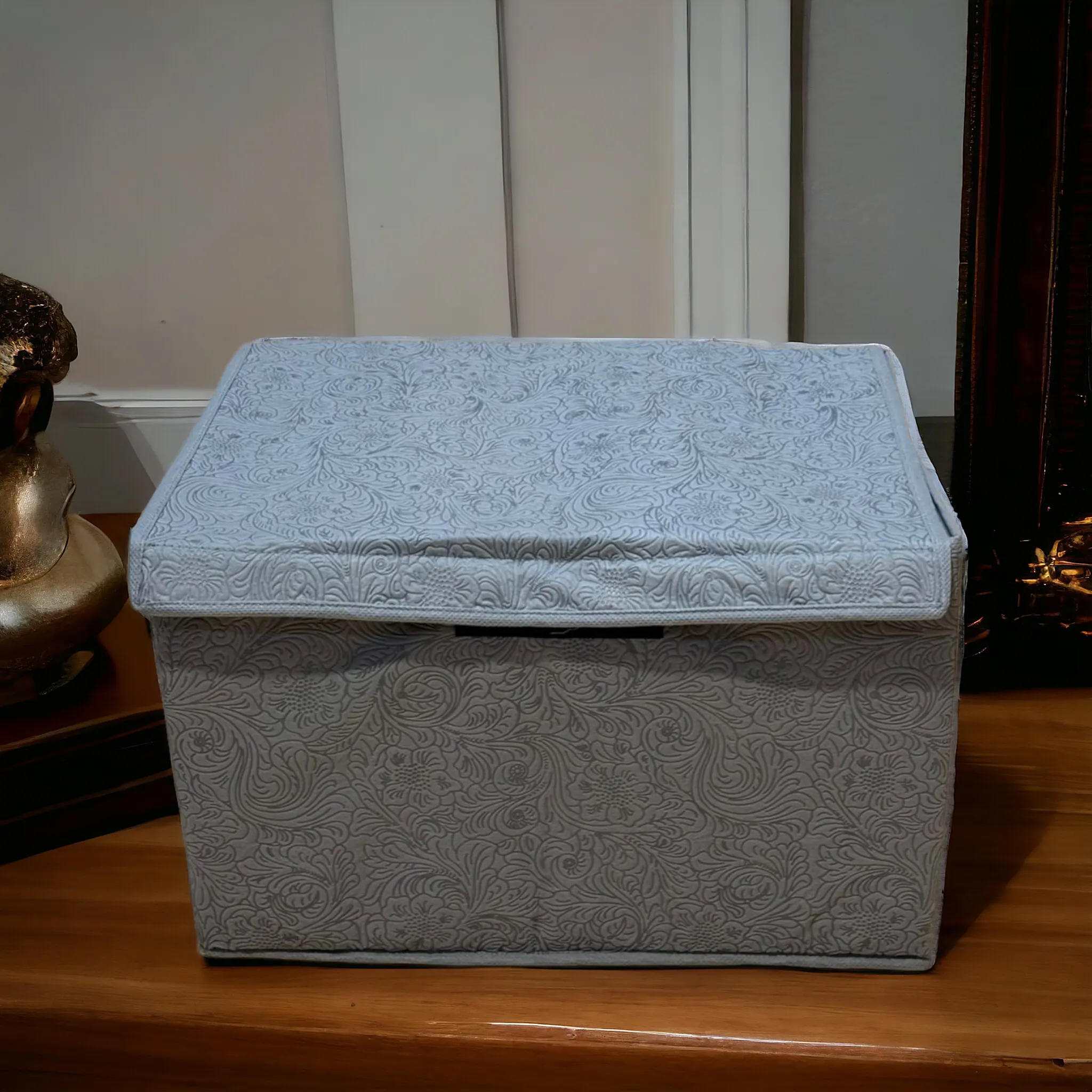 Collapsible Storage Box with Lid (Grey Textured)