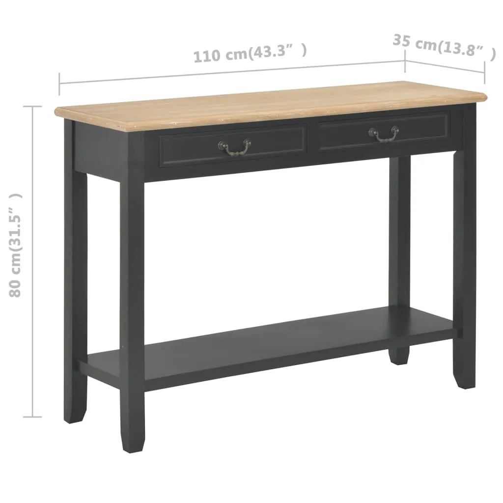 Console Table Black 110x35x80 cm Wood