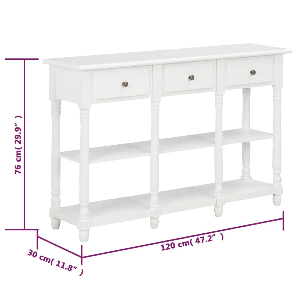 Console Table White 120x30x76 cm MDF