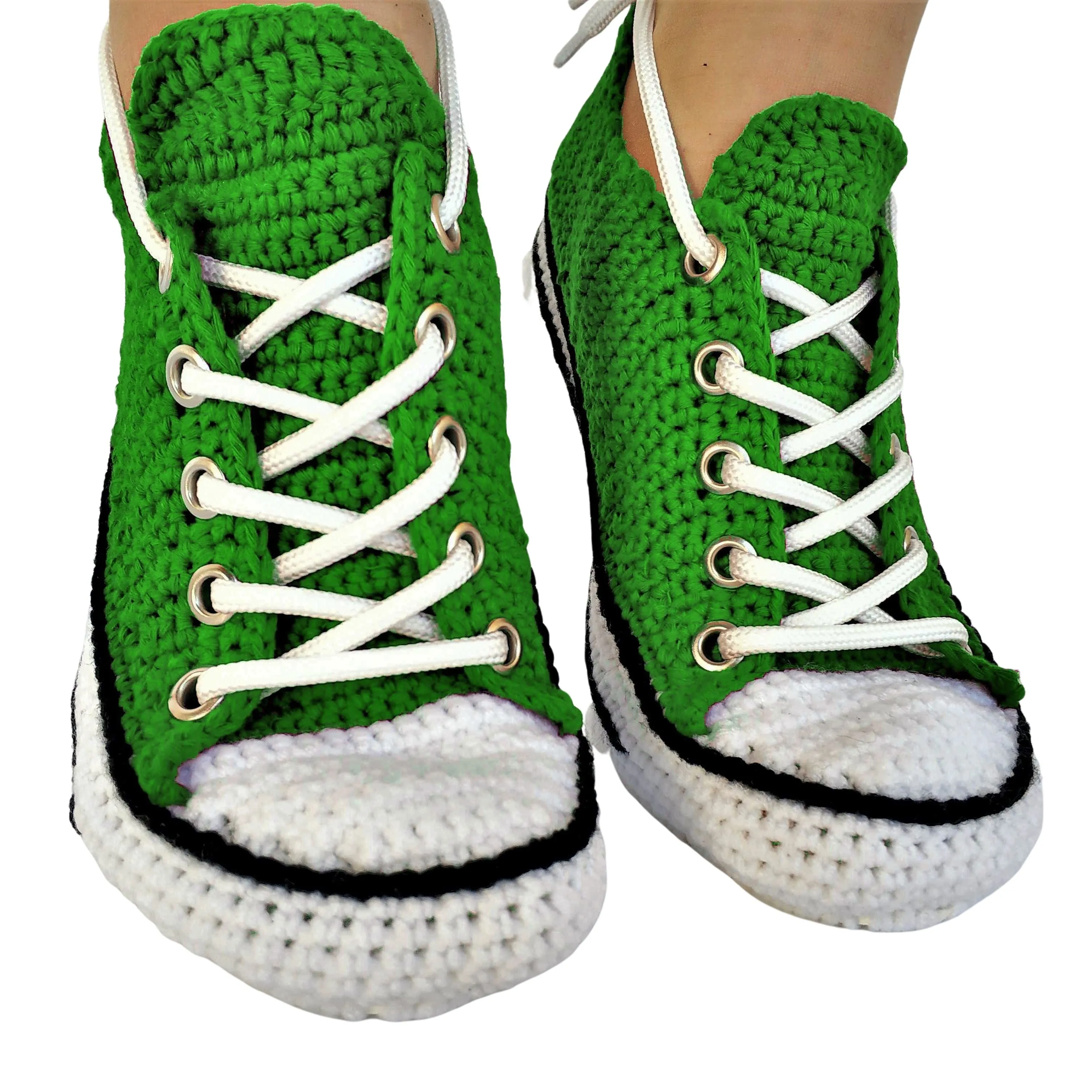 Converse Sneakers Plush Custom Green Slippers Handmade Slip On Socks