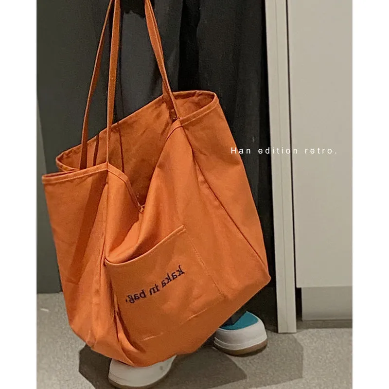 Customized Casual Canvas Bag Female  New Fashion Tote Bag Versatile Ins Large Capacity Bag Shopping Bag