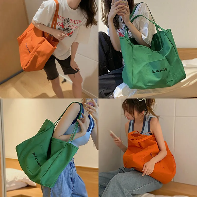 Customized Casual Canvas Bag Female  New Fashion Tote Bag Versatile Ins Large Capacity Bag Shopping Bag