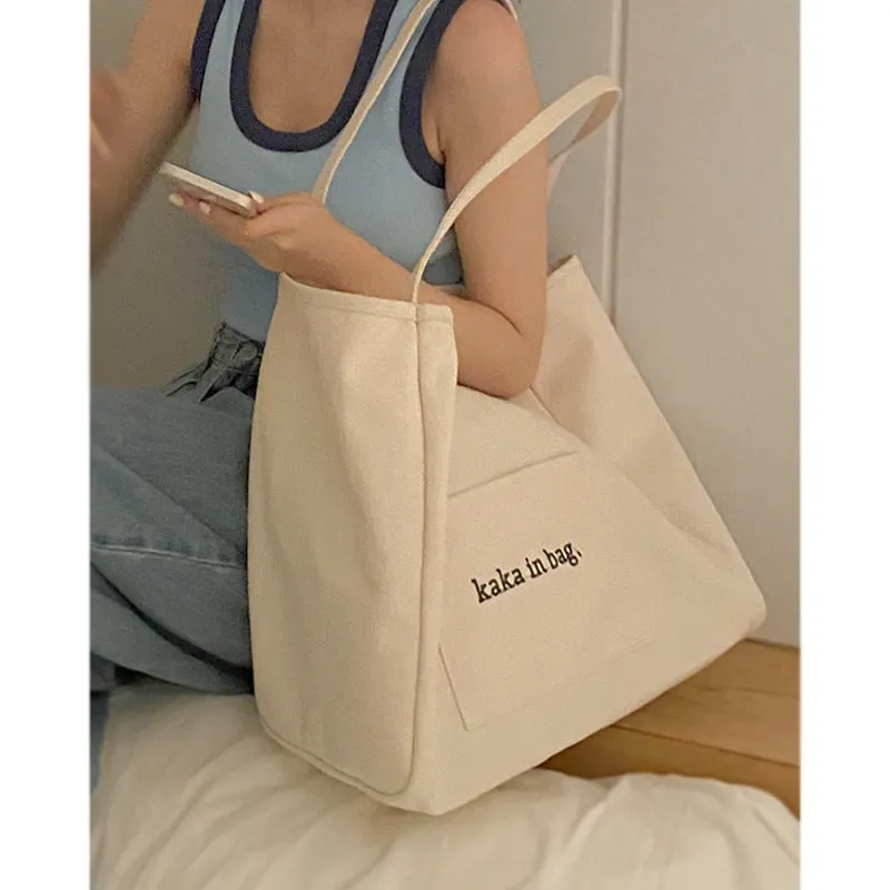 Customized Casual Canvas Bag Female  New Fashion Tote Bag Versatile Ins Large Capacity Bag Shopping Bag