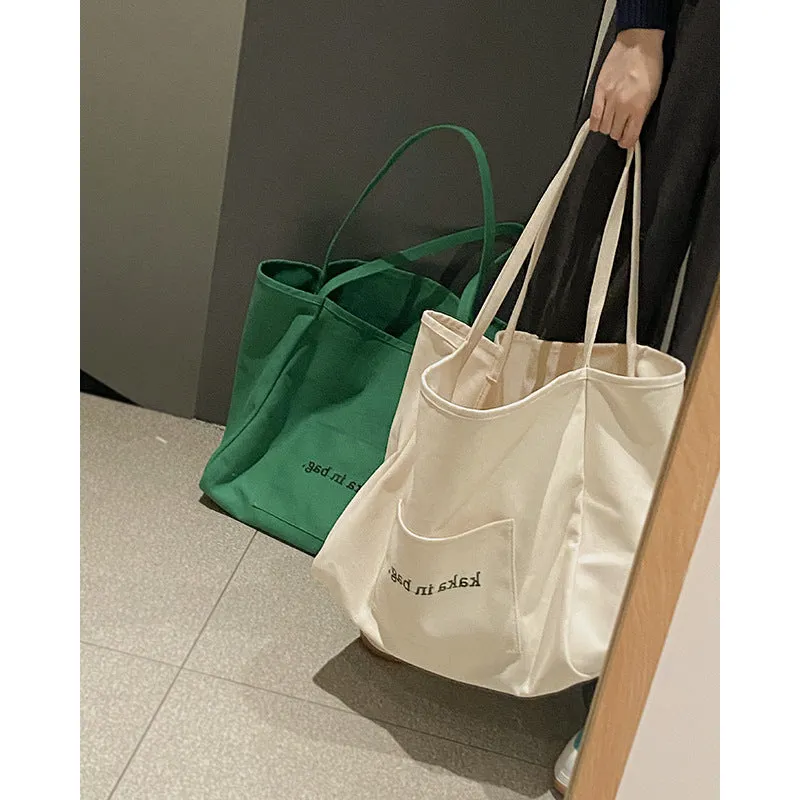 Customized Casual Canvas Bag Female  New Fashion Tote Bag Versatile Ins Large Capacity Bag Shopping Bag