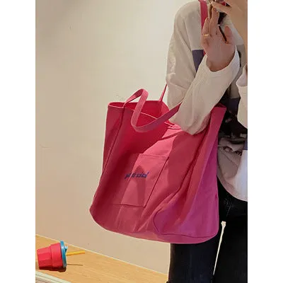 Customized Casual Canvas Bag Female  New Fashion Tote Bag Versatile Ins Large Capacity Bag Shopping Bag