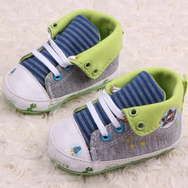 Cute Cartoon Printed Baby Kids High Shoes Casual Anti-Slip Toddler Walk Sneaker