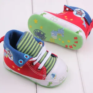 Cute Cartoon Printed Baby Kids High Shoes Casual Anti-Slip Toddler Walk Sneaker