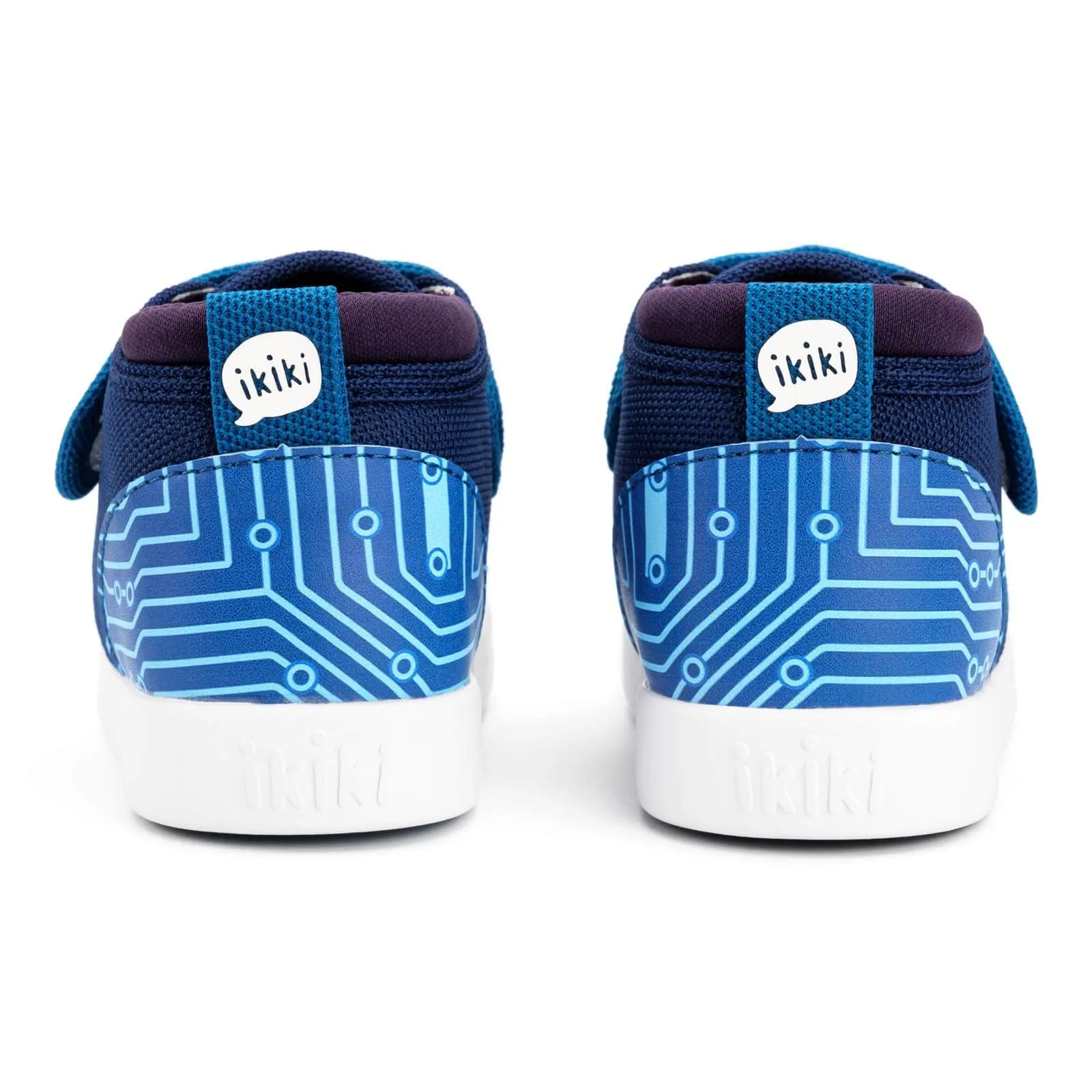 Cyber Stomp Squeakerless Toddler Shoes | Blue Circuit Board Pattern