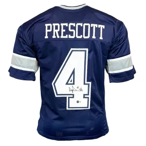 Dak Prescott Signed Dallas Navy Football Jersey (Beckett)