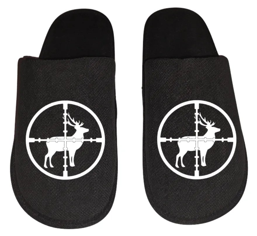 Deer in sights target Men's hunting Slippers House Shoes slides father dad husband gift