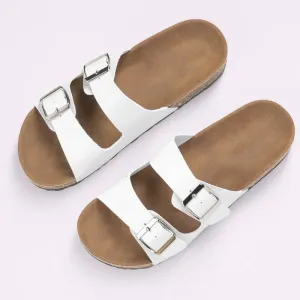 Double Buckle Footbed Sandals for Bunions and Wide Feet