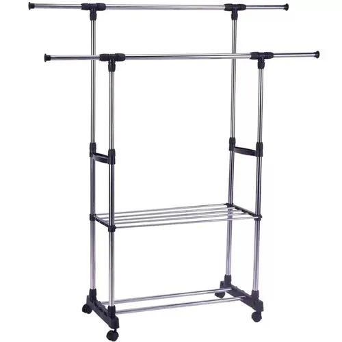 Double Rail Garment Rack & Storage Shelf