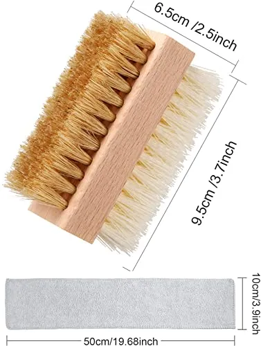 Dual Sided Sneaker Shoe Cleaner Brush Set Boar and Plastic Bristles with Microfiber Cloth