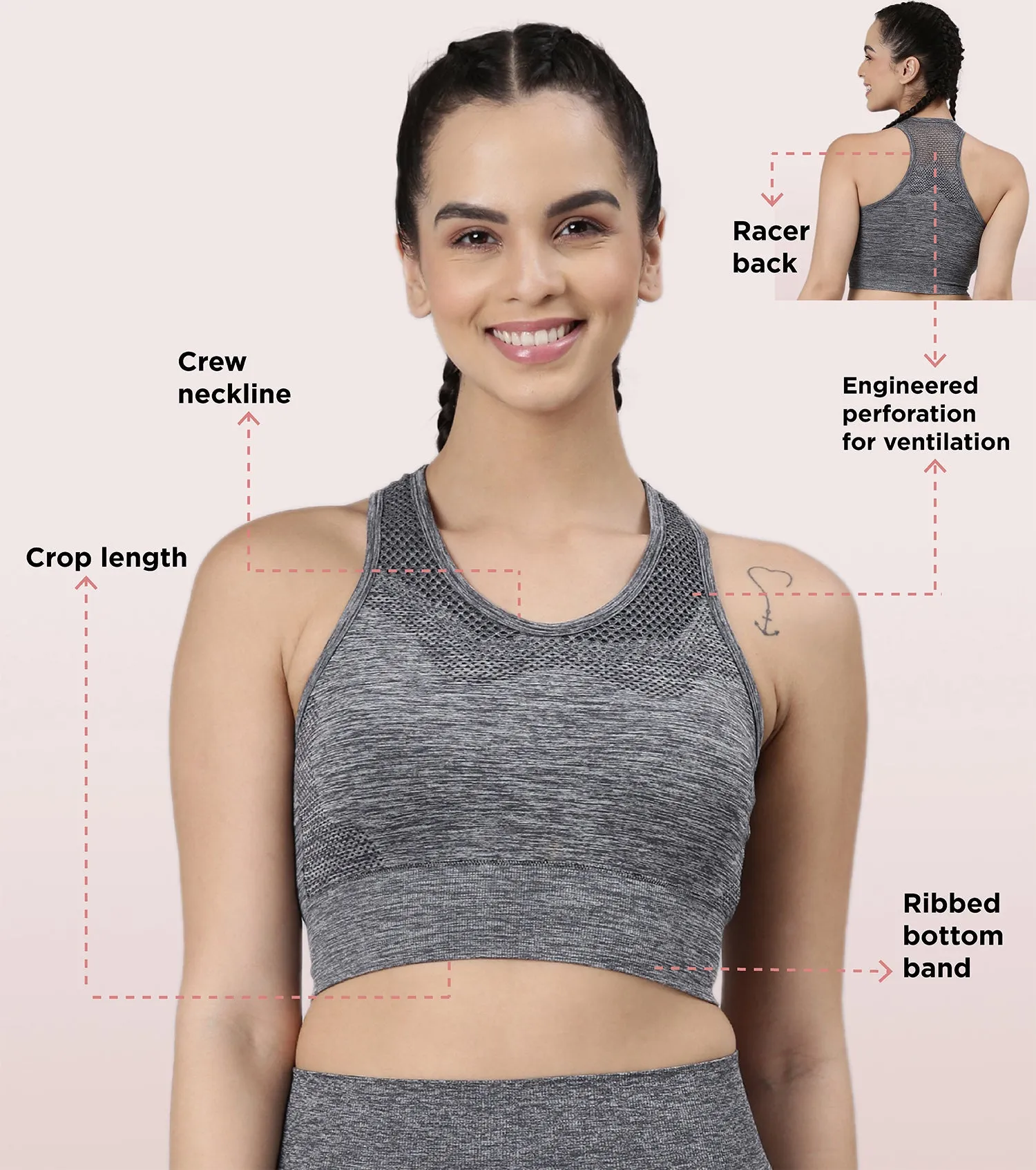 Enamor Medium Support Sports Bra | Held-in-fit Seamless Bra With Perforation For Ventilation For Women | A203