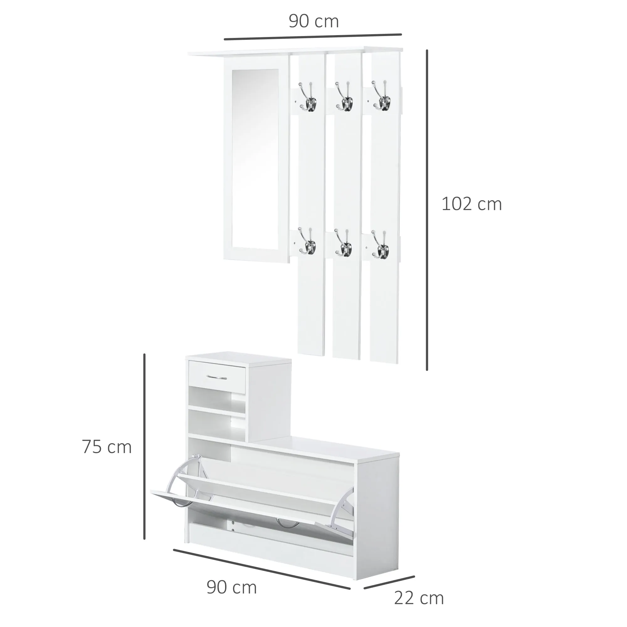 Entryway Furniture Set-White