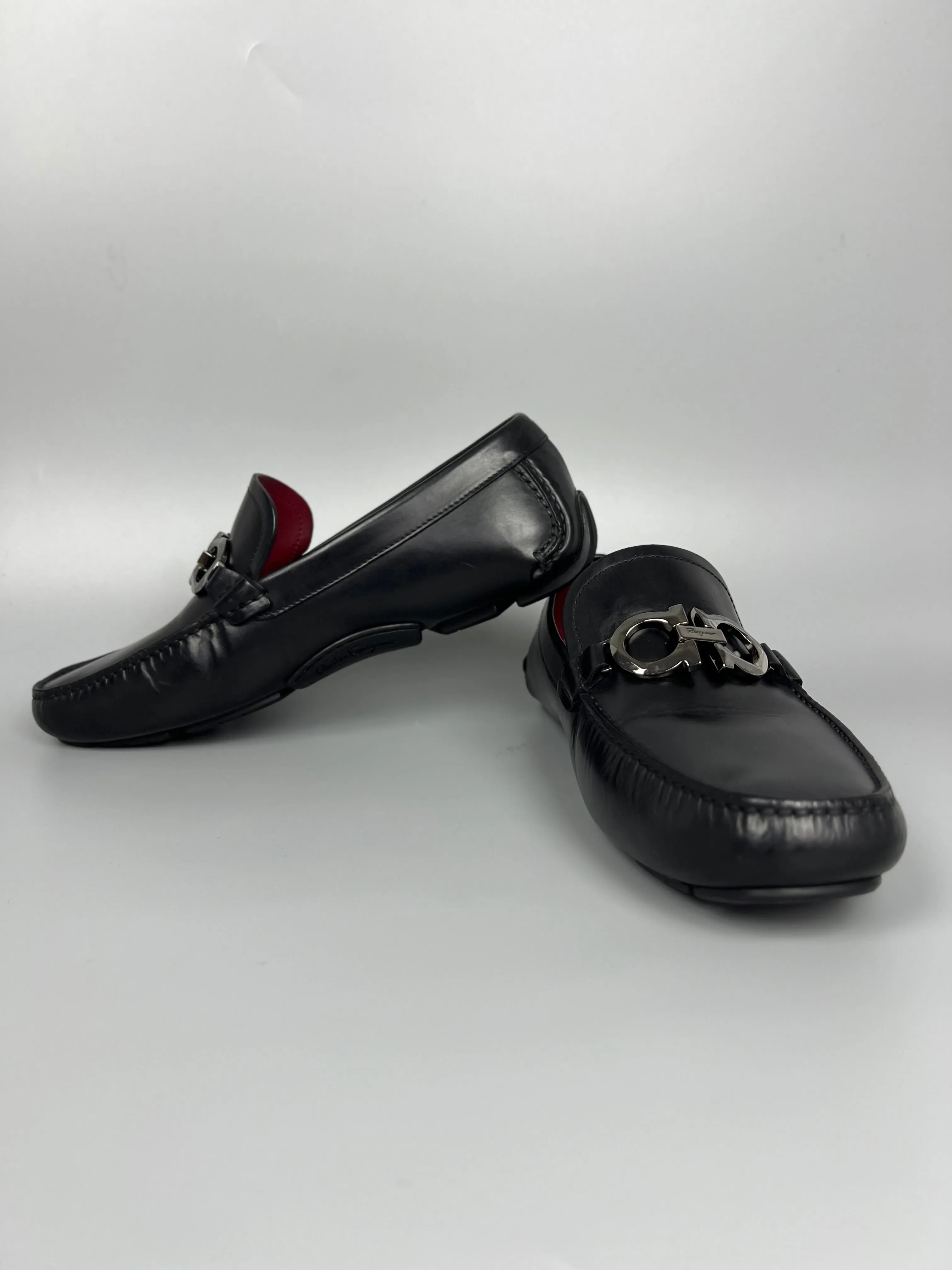 FERRAGAMO Leather Black Shoes For Men Size 8