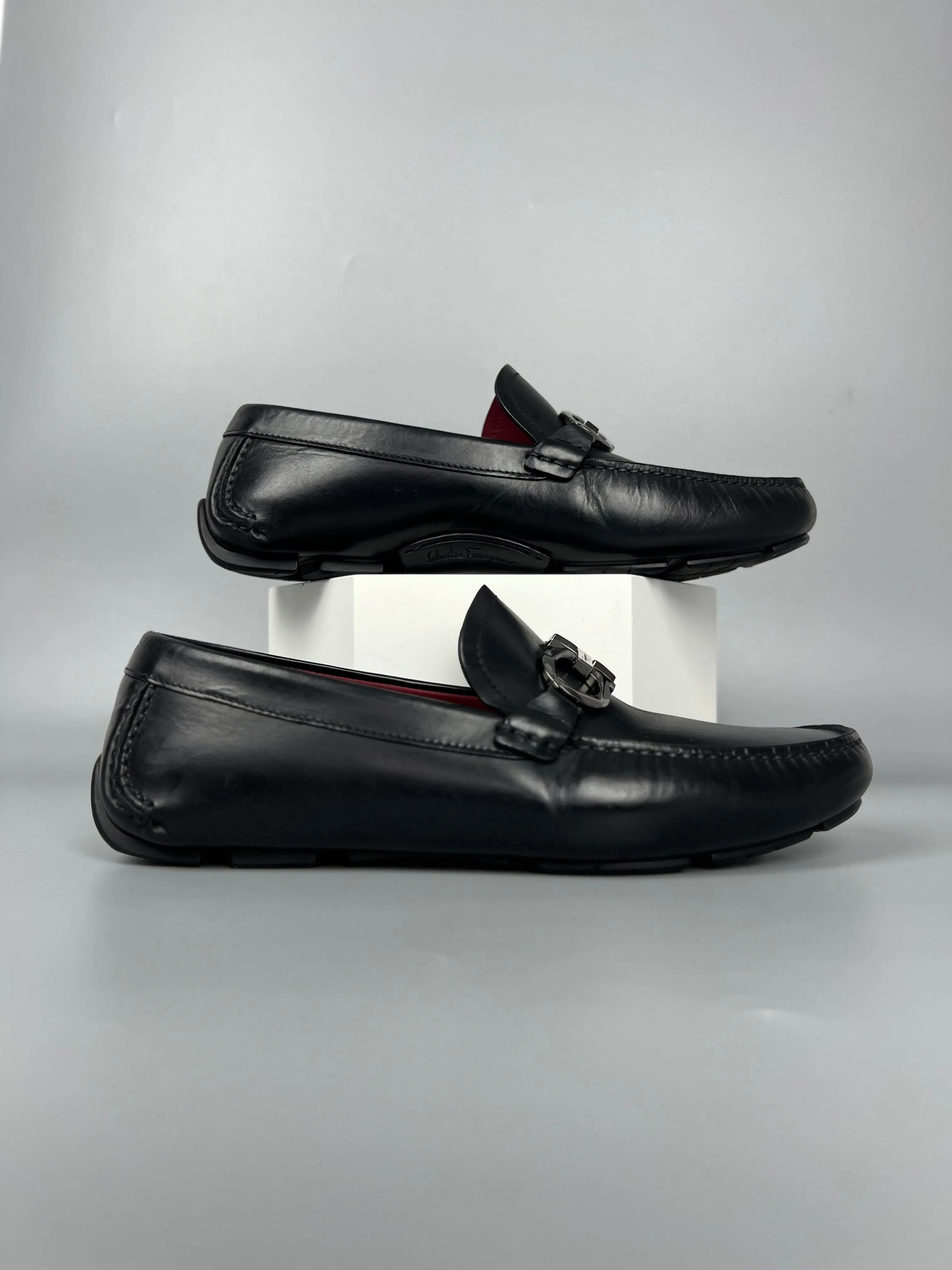 FERRAGAMO Leather Black Shoes For Men Size 8