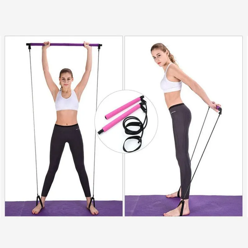 Fitness Yoga Pilates Bar Portable Gym Accessories Sport Elastic Bodybuilding Resistance Bands For Home Trainer Workout Equipment