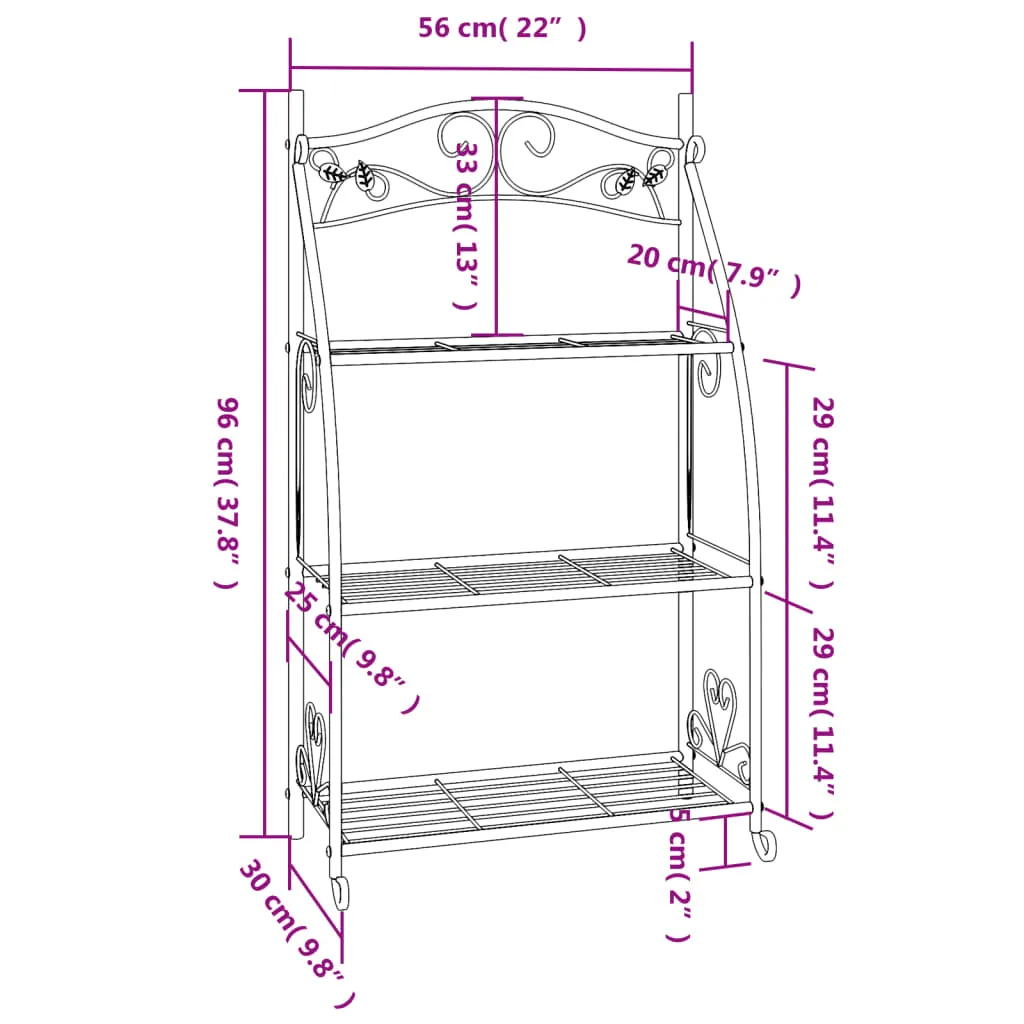 Flower Rack Black 56x30x96 cm Steel