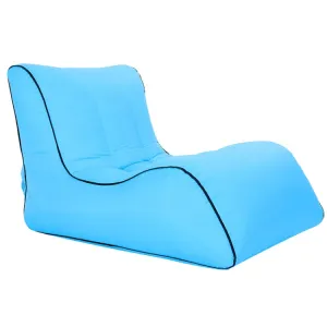 Foldable Inflatable Sofa for Camping, Fishing, and Beach, Single Outdoor Seat, 27.6 x 23.6 x 21.7 inches (Sky Blue)