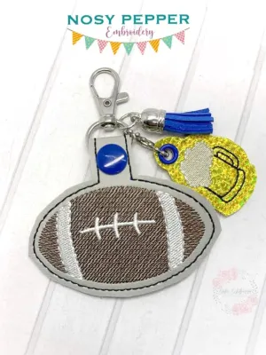 Football and beer snap tab and charm set machine embroidery design DIGITAL DOWNLOAD