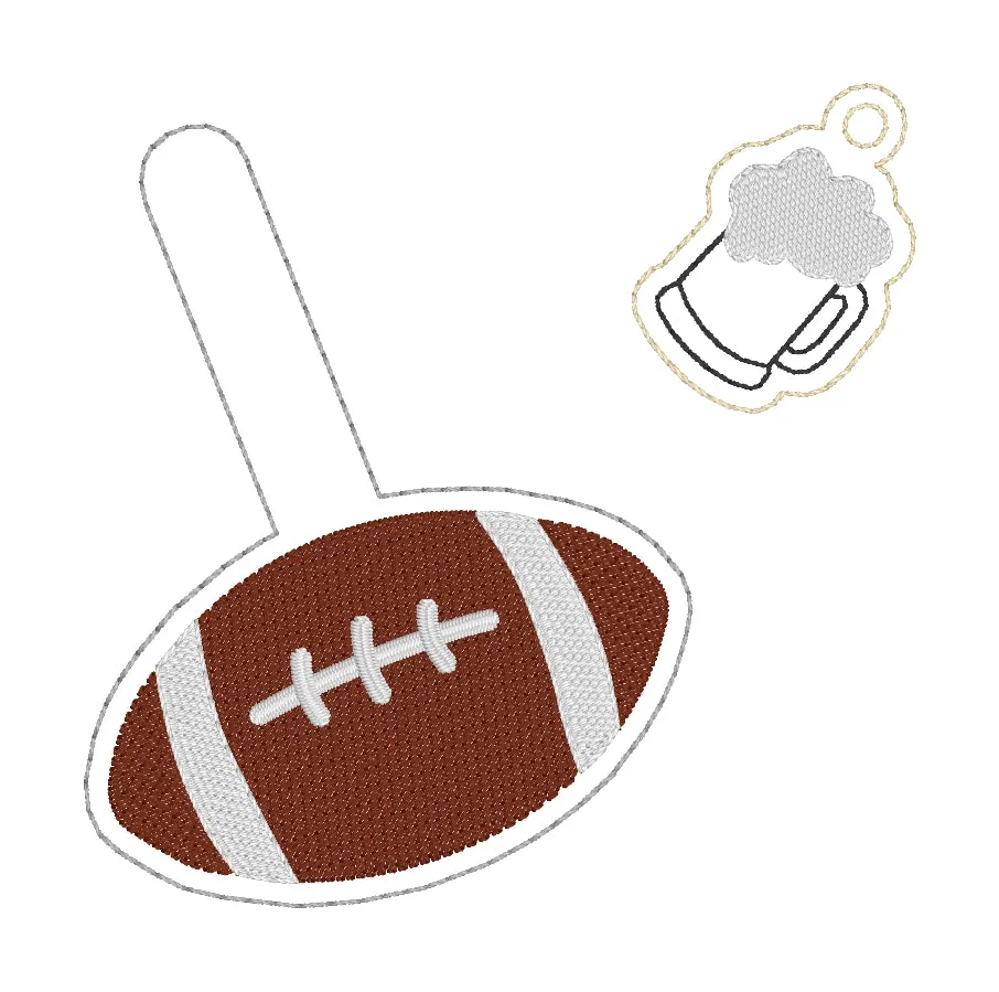 Football and beer snap tab and charm set machine embroidery design DIGITAL DOWNLOAD