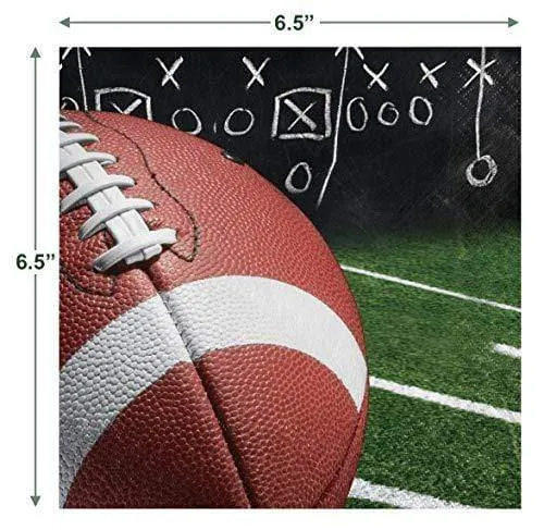 Football Party Supplies - Paper Dinner Size Plates & Luncheon Napkins (Serves 16)