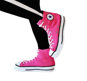 Fuchsia Converse Sneakers Slippers Plush Shoes Slip On House Boots Socks