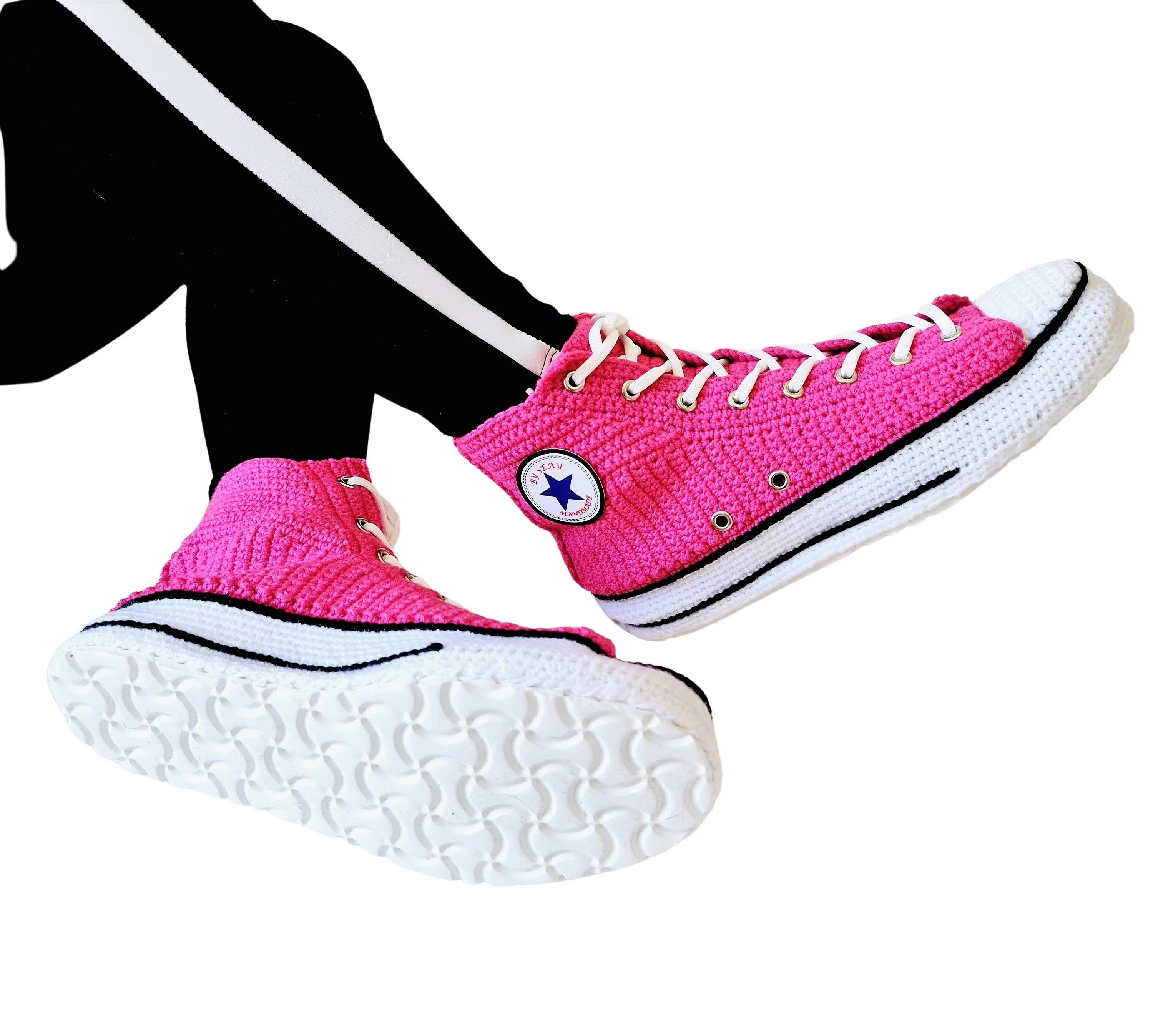 Fuchsia Converse Sneakers Slippers Plush Shoes Slip On House Boots Socks