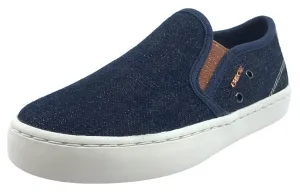 Geox Girl's Kiwi Denim Blue Canvas Slip On Sporty Low Top Sneaker Shoe