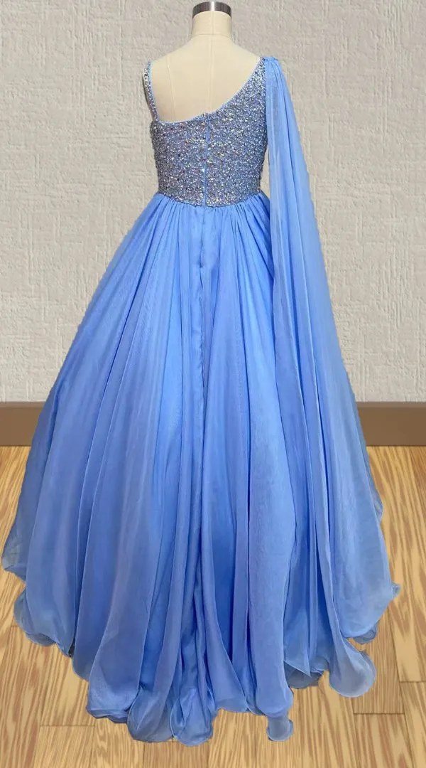 Glitter Beaded Bodice Stunning Long Ball Gown for Flower Girls